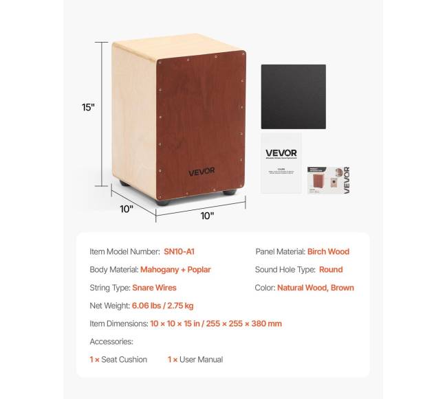 Beržo medienos cajon būgnelis su stygomis6