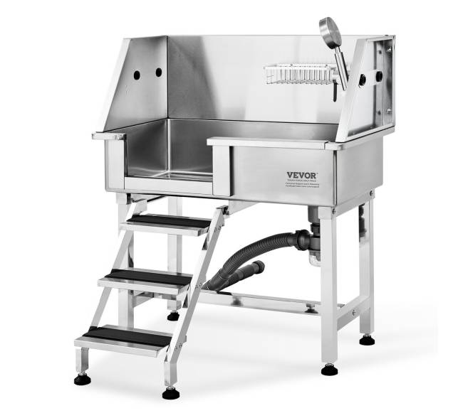 864mm nerūdijančio plieno šuns maudymo stotelė su rampa0