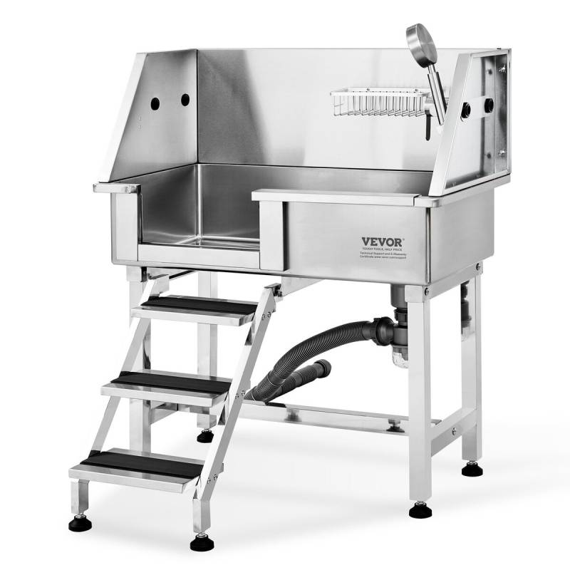 864mm nerūdijančio plieno šuns maudymo stotelė su rampa0