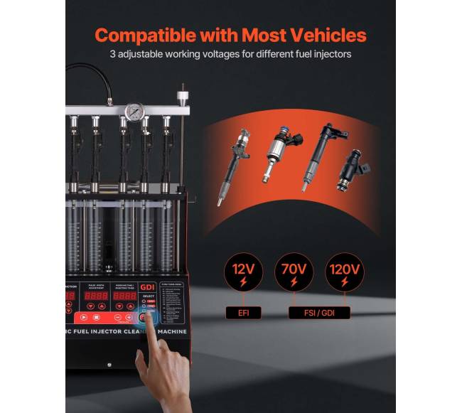 Įpurškimo valiklis su 6 cilindrais ir 9 testų režimais2