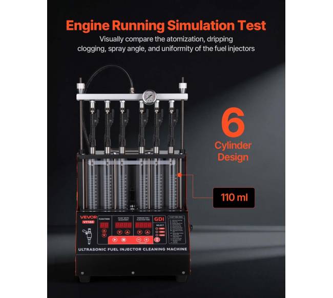 Įpurškimo valiklis su 6 cilindrais ir 9 testų režimais3