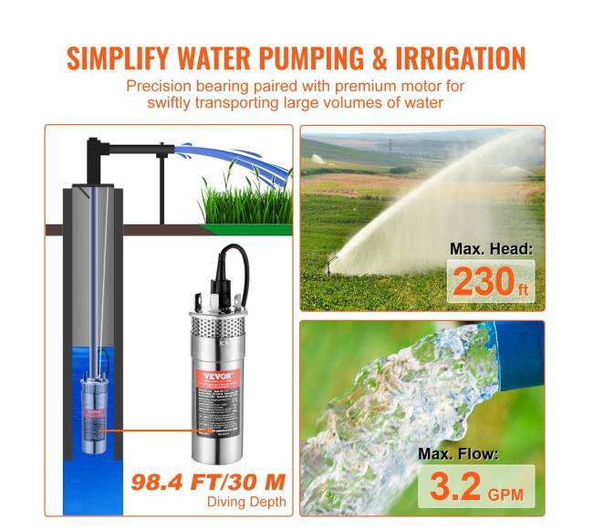 Saulės vandens siurblys, 12V DC 120W panardinamas2