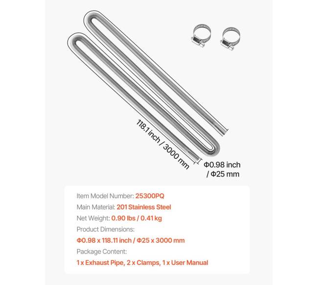 Išmetimo žarna 3000mm dyzelinei šildytuvui6