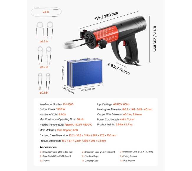 Indukcinis varžtų šalinimo įrankis, 1500W6