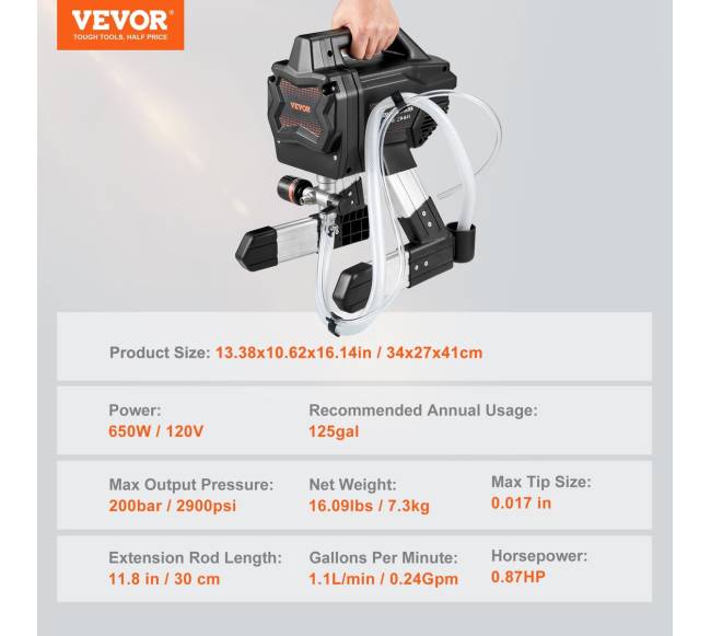 Elektrinė beorio dažų purkštuvas 650 W, 2900 PSI6