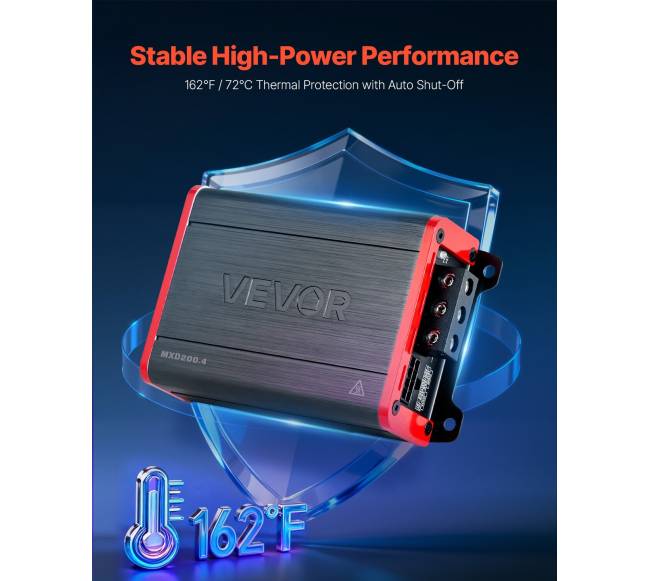 Automobilinis garso stiprintuvas, 4 kanalų, klasė D3