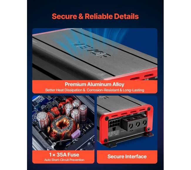 Automobilinis garso stiprintuvas, 4 kanalų, klasė D4