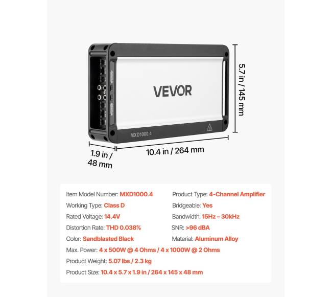 Automobilinis 4 kanalų garso stiprintuvas6