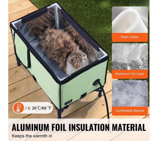 Pakeltas šildomas kačių namelis su šildoma pagalvėle2