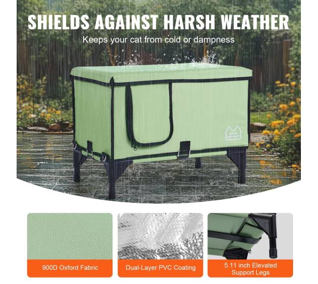 Pakeltas šildomas kačių namelis su šildoma pagalvėle3