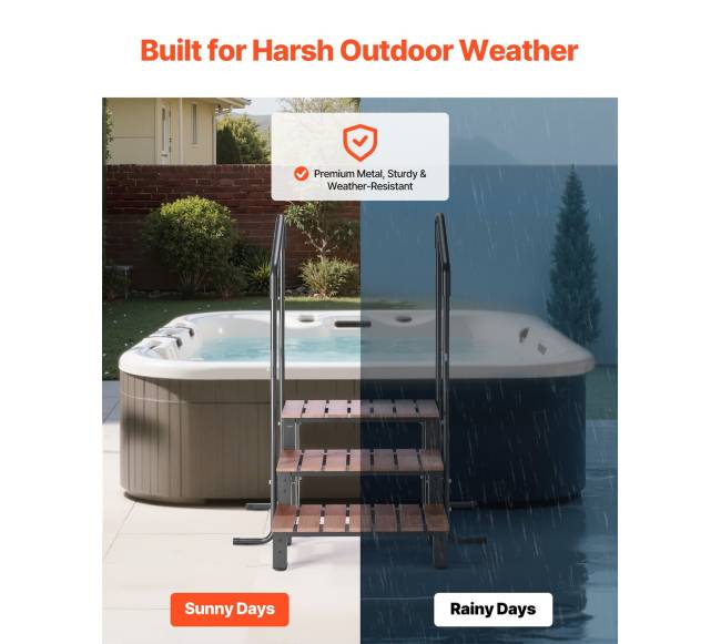 Spa laiptai su turėklu 3 pakopų3