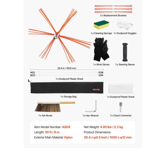 Kaminų valymo rinkinys 9m ilgio6