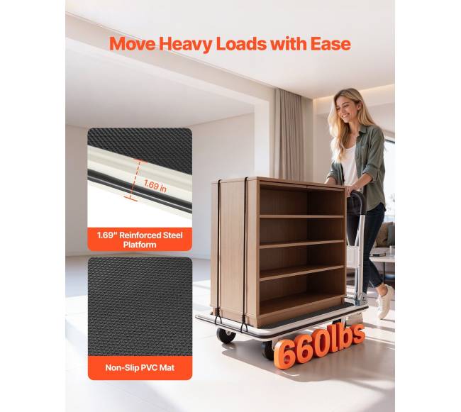 Sulankstomas vežimėlis su platforma, 299 kg apkrova1