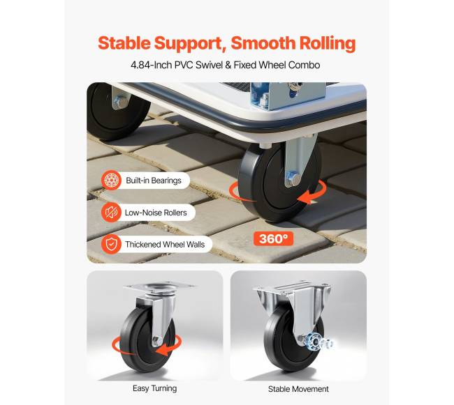 Sulankstomas vežimėlis su platforma, 299 kg apkrova2