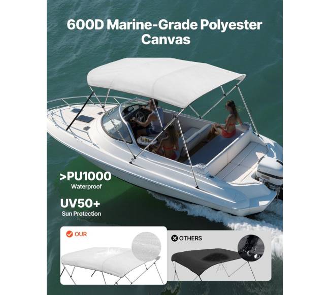 4 lankų pilkas bimini valtis su tentu1