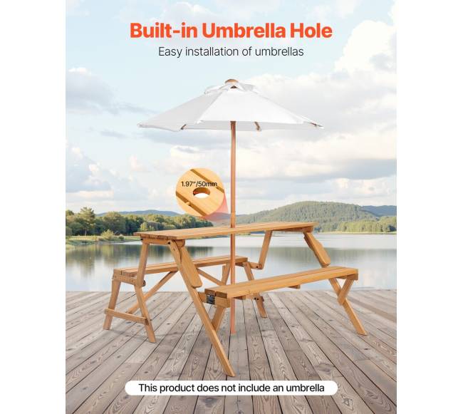 medinis pikniko stalas su suoliuku 2-in-13