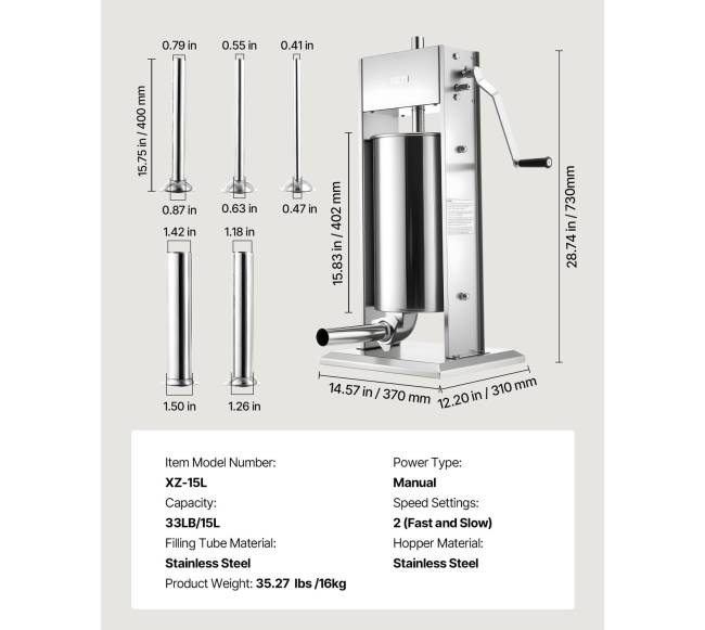 Rankinis dešrų kimštuvas 15 L6