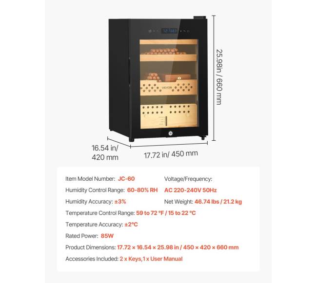 Elektrinis 60L cigarų humidoras namams6