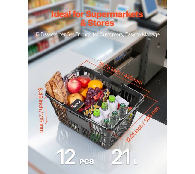 Pirkinių krepšeliai, 12 vnt, 21 l, juodi2