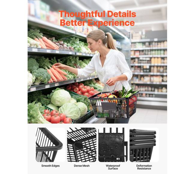 Pirkinių krepšeliai, 12 vnt, 21 l, juodi4