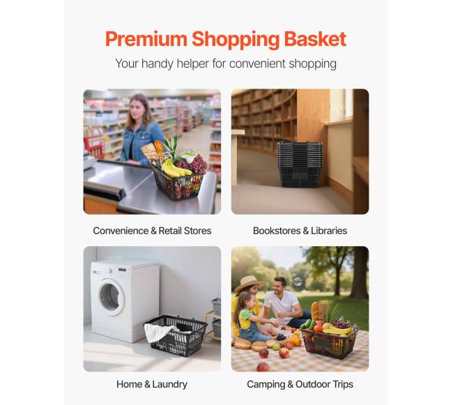 Pirkinių krepšeliai, 12 vnt, 21 l, juodi5