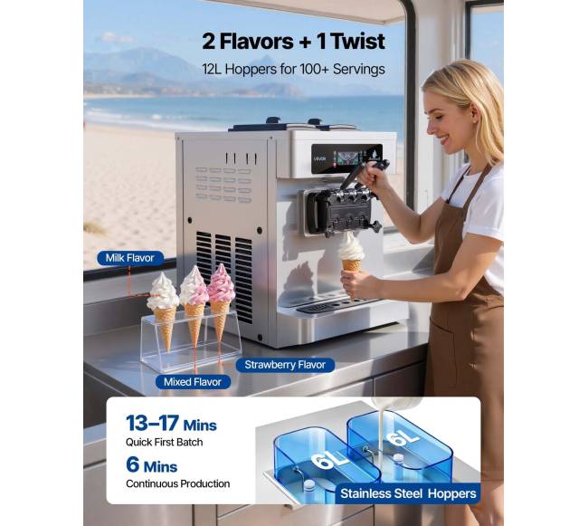 Komercinė ledų gaminimo mašina su trimis skoniais4