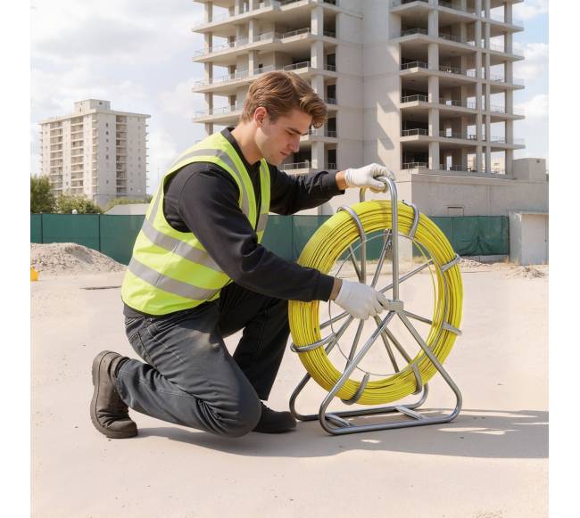 Stiklo pluošto kabelių traukiklis su stovu7