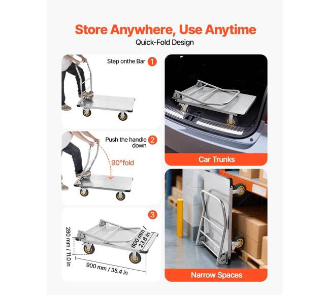 Platforminis vežimėlis 907 kg, plieninis3