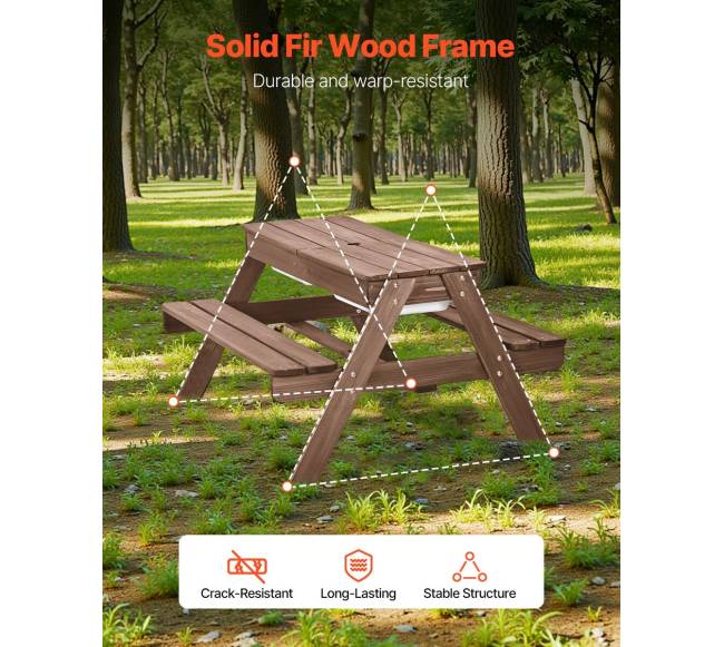 Medinis stalo ir suoliuko komplektas su skėčiu1