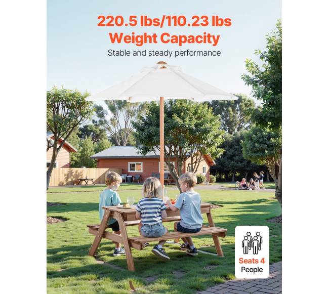 Medinis stalo ir suoliuko komplektas su skėčiu2