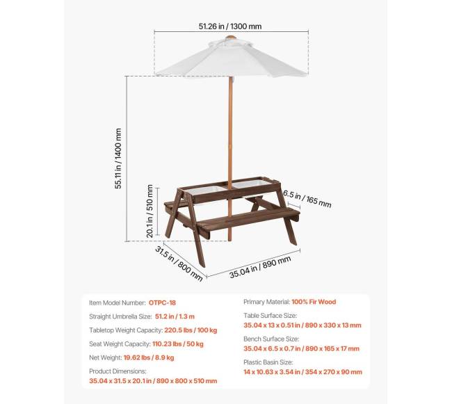 Medinis stalo ir suoliuko komplektas su skėčiu6