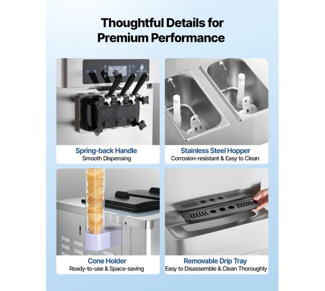 Komercinis ledų gaminimo aparatas, 2200W, 3 skonių5