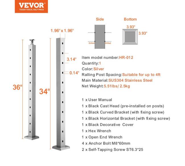 Rėminimo stulpas 91x5x5 cm sidabrinis6
