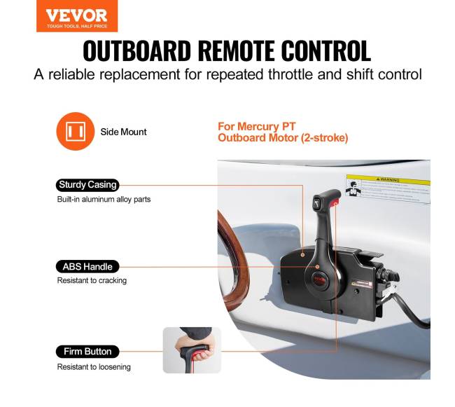 Valties nuotolinio valdymo pultas šoninis Mercury PT 2-taktų1