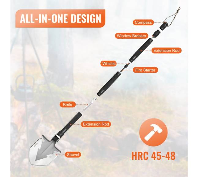 Išgyvenimo kastuvas 11 viename stovyklavimo įrankis5