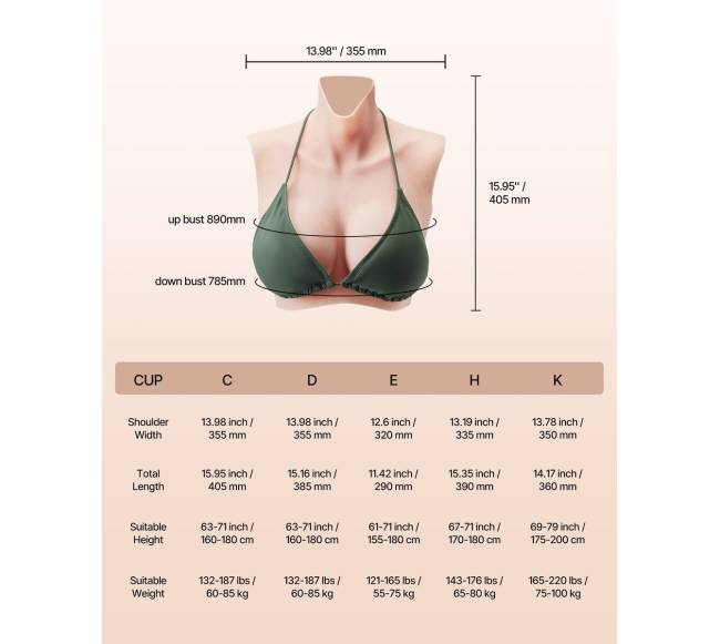 Silikoninė krūtinės formos liemenė C dydžio6