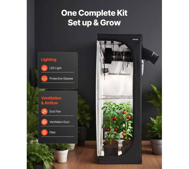 Vidaus augalų auginimo palapinė su LED apšvietimu1