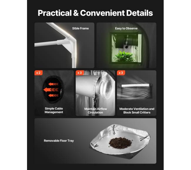 Vidaus augalų auginimo palapinė su LED apšvietimu6