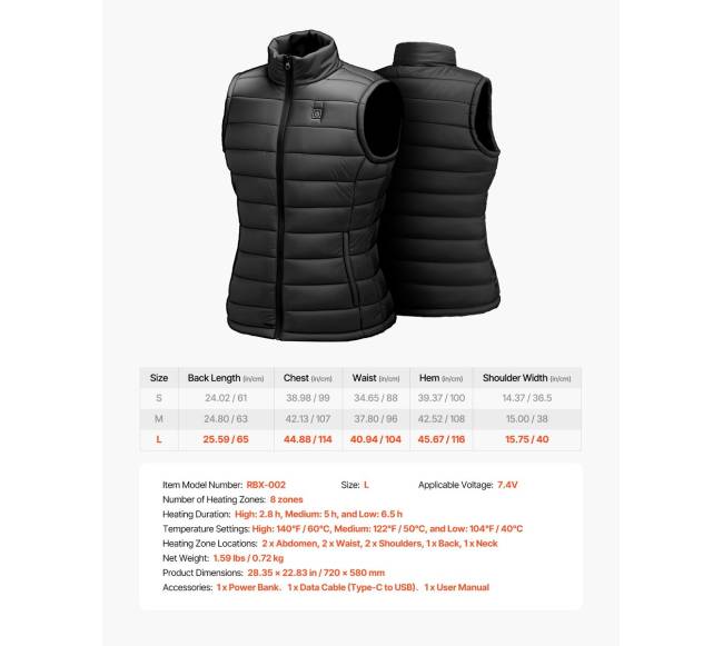 Elektrinė šildoma liemenė moterims su baterija6