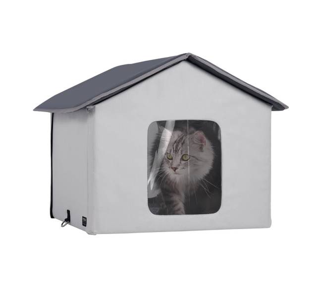 Sulankstomas katės namelis su šildoma pagalvėle0