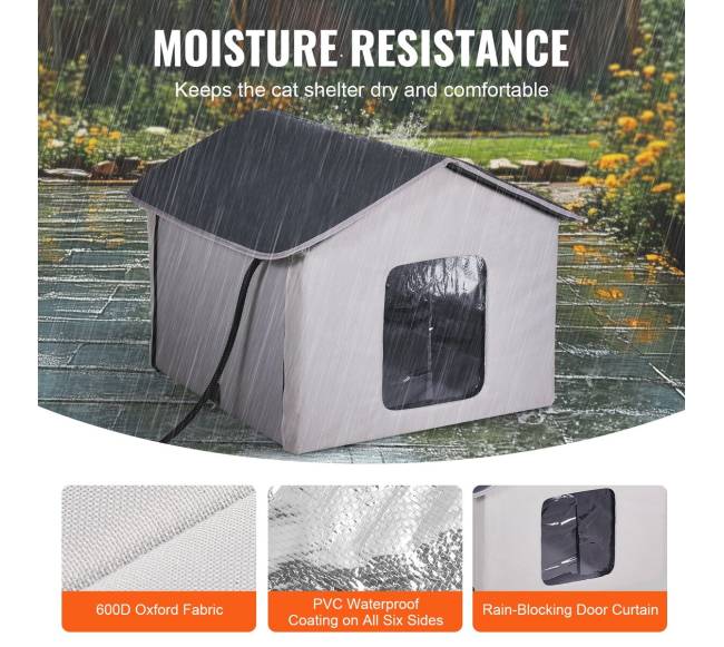 Sulankstomas katės namelis su šildoma pagalvėle3