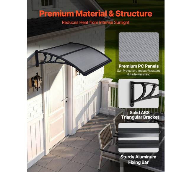 Prieangio durų stogelis, 76 x 99 cm, pilkas3