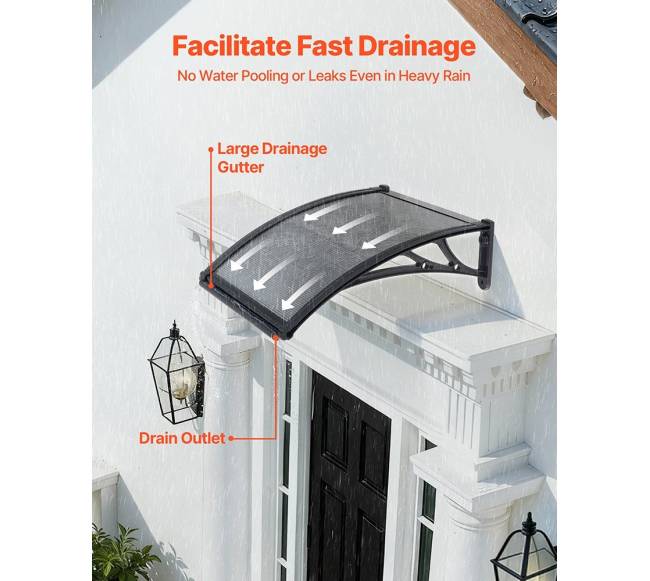 Durų stogelis 61 x 61 cm, dūminis pilkas1