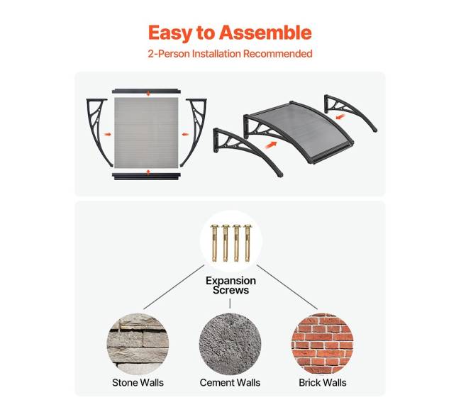 Durų stogelis 61 x 61 cm, dūminis pilkas4