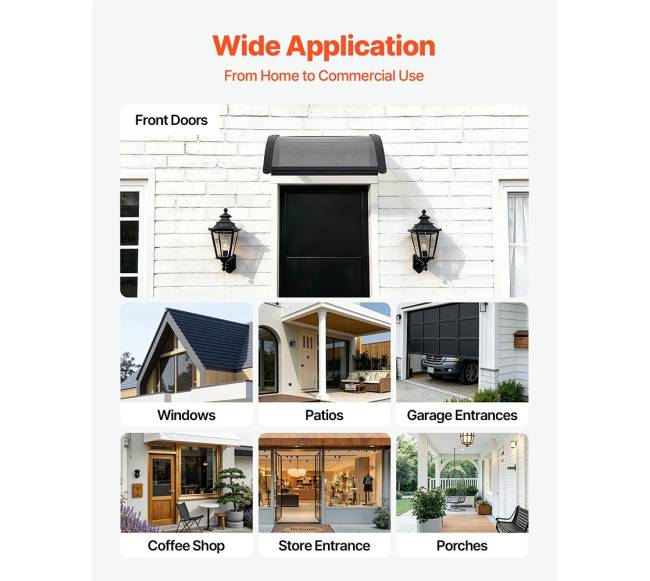 Durų stogelis 61 x 61 cm, dūminis pilkas5