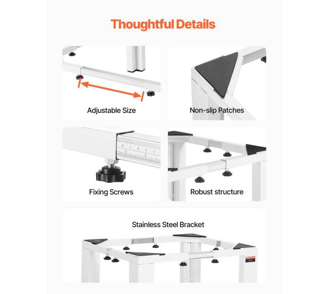 Skalbimo mašinos pjedestalas, reguliuojamas aukštis5