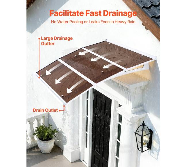 Durų prieangio stogelis iš polikarbonato, 94 x 119 cm1