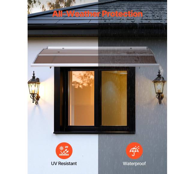 Durų prieangio stogelis iš polikarbonato, 94 x 119 cm2