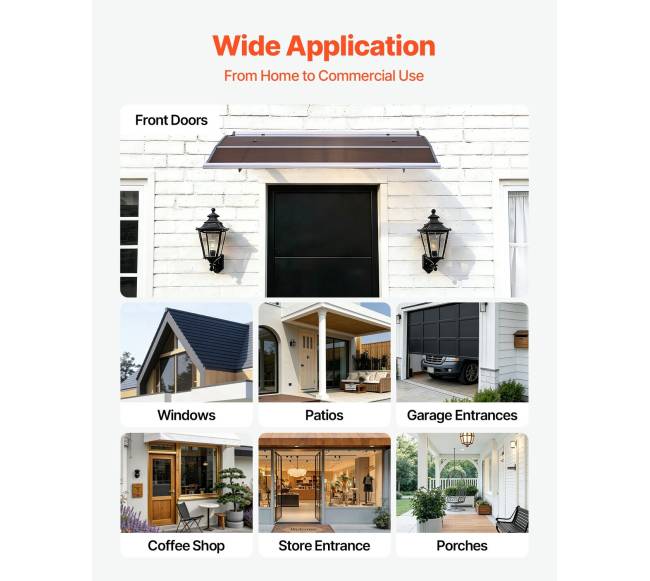 Durų prieangio stogelis iš polikarbonato, 94 x 119 cm5