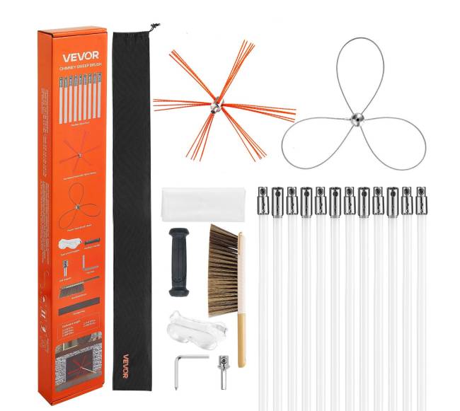 Kaminų valymo rinkinys su prailginamu šepetėliu 12m0